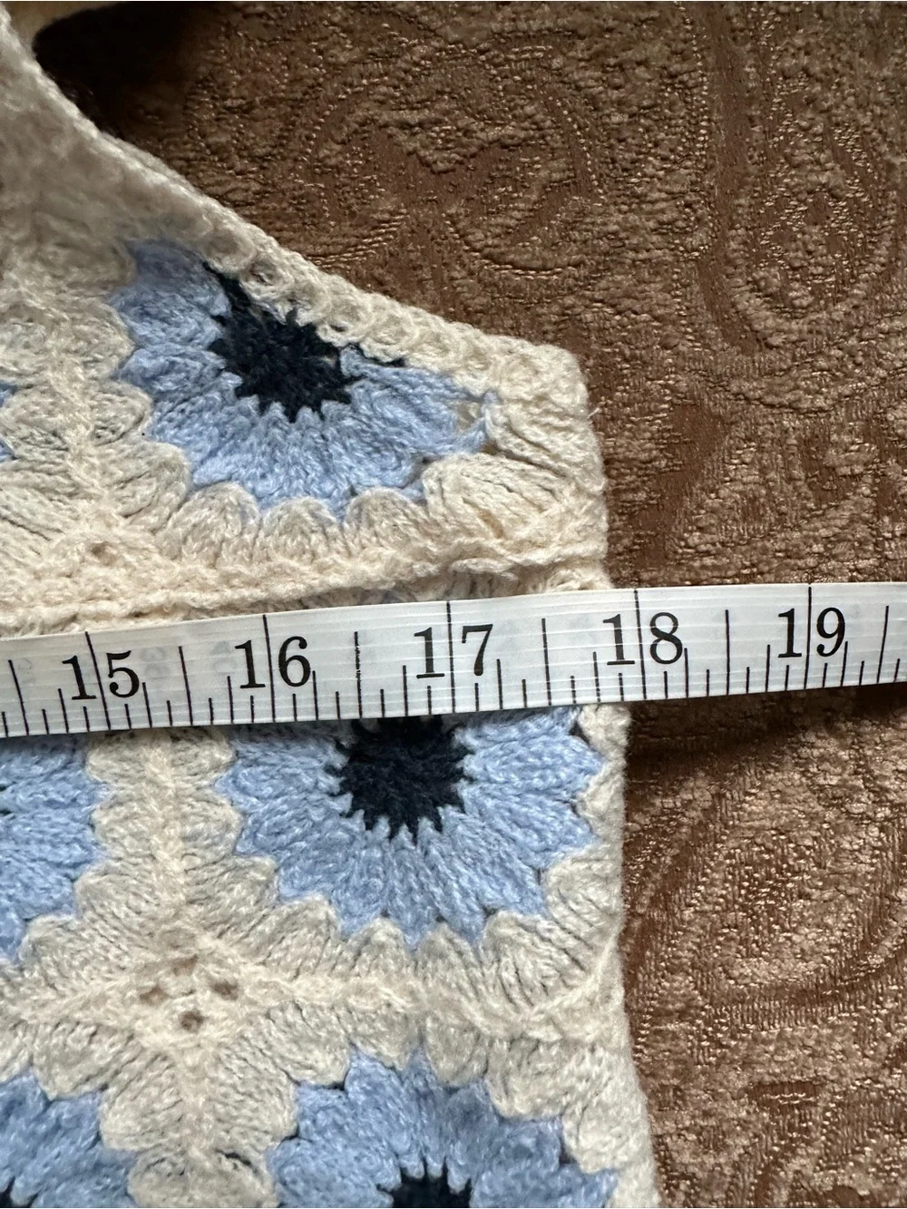 Rebellion Again Blue Floral Crochet Knit Crop Tank Top Medium Boho Festival - Picture 5 of 8